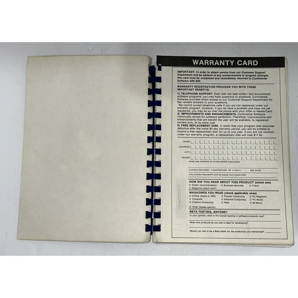 The Home Accountant Software Manual For Atari Computer Continental Software 1983